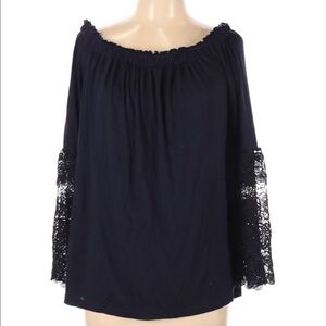 Ann Taylor LOFT large long sleeve black blouse